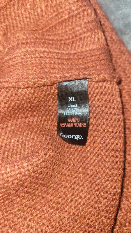 Men’s Rust Orange Cable Knit Jumper – XL (George, Asda)