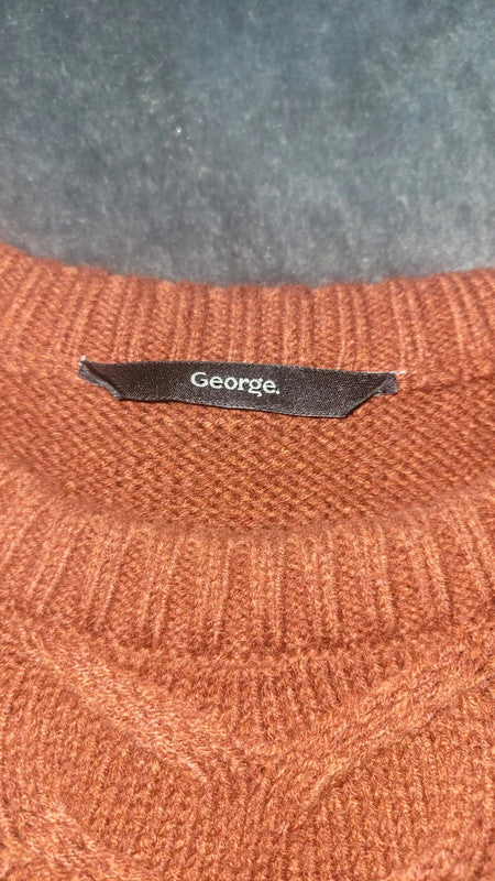 Men’s Rust Orange Cable Knit Jumper – XL (George, Asda)