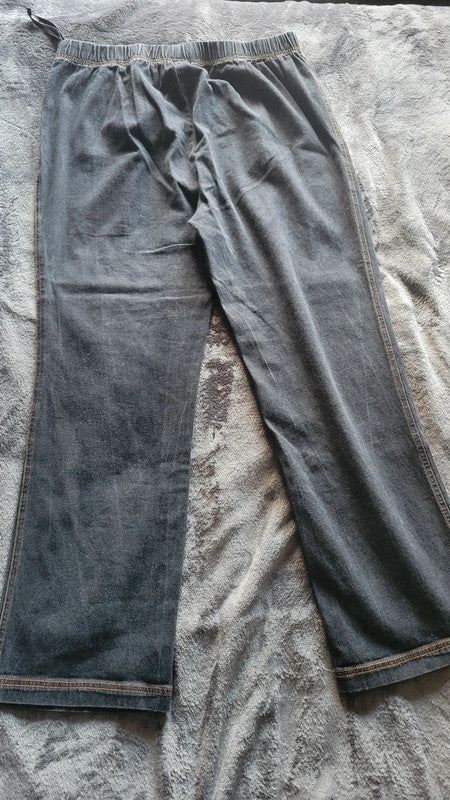 Women’s DAMART black denim-Look Pull-On Trousers – Size L / 48 / 29"
