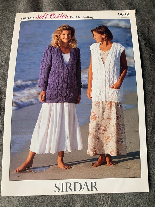 Sirdar Soft Cotton 9938 – Longline Cardigan & Sleeveless Coat 30–44in