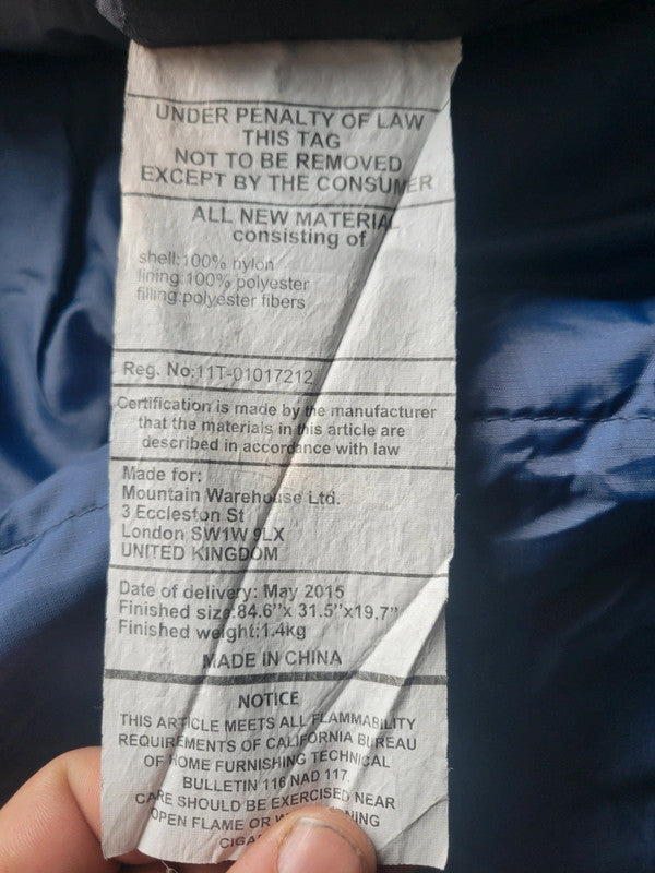 Mountain Warehouse Mummy Sleeping Bag - Blue & Grey, Comfort Range 8°C