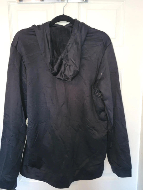Nike Dri-FIT Black Hoodie with Repeating Logo Design - Size L