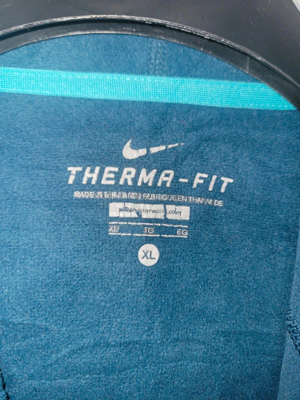 Nike Therma-FIT Hoodie (XL) - Teal Blue Pullover with Pouch Pocket