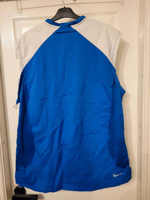 Vintage Nike Therma-FIT Blue White Baseball Sleeveless Quarter Zip Size XXL