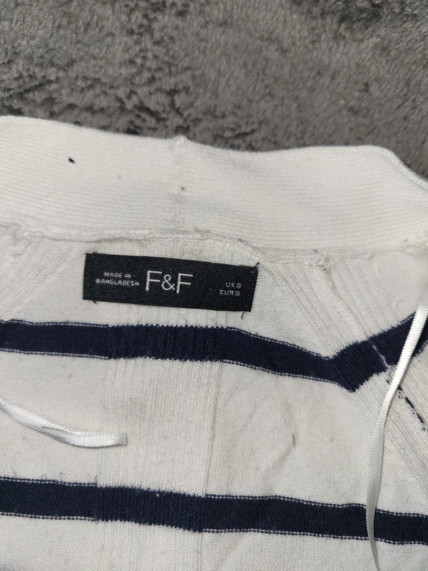 F&F Navy and White Striped Cardigan - Size S