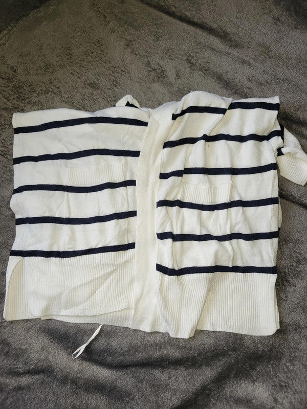 F&F Navy and White Striped Cardigan - Size S