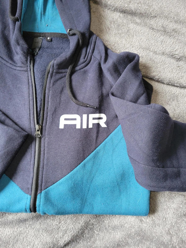 Nike Air Navy and Blue Zip-Up Hoodie - Size S