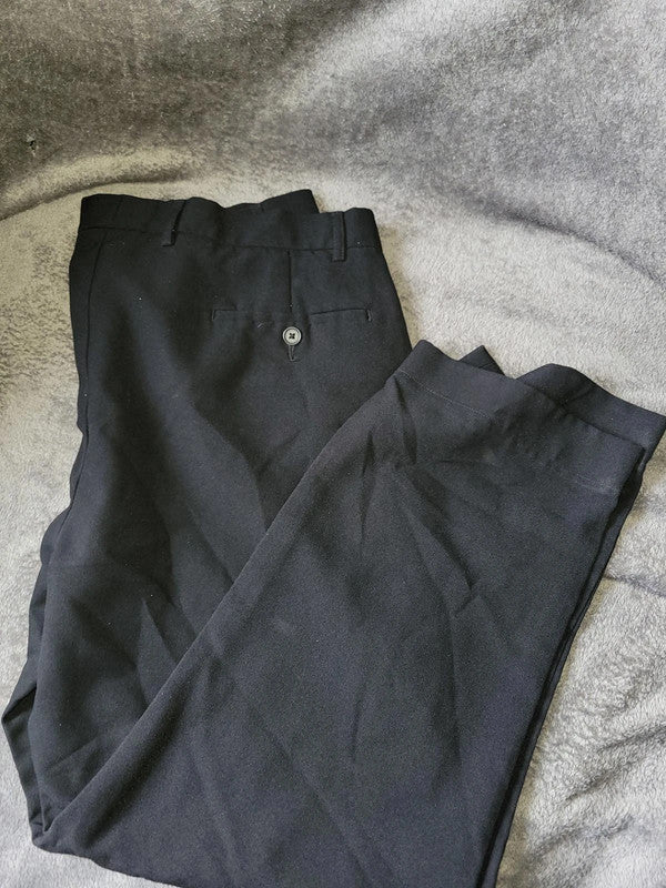 Men's George Black Regular Fit Trousers - 42W 31R