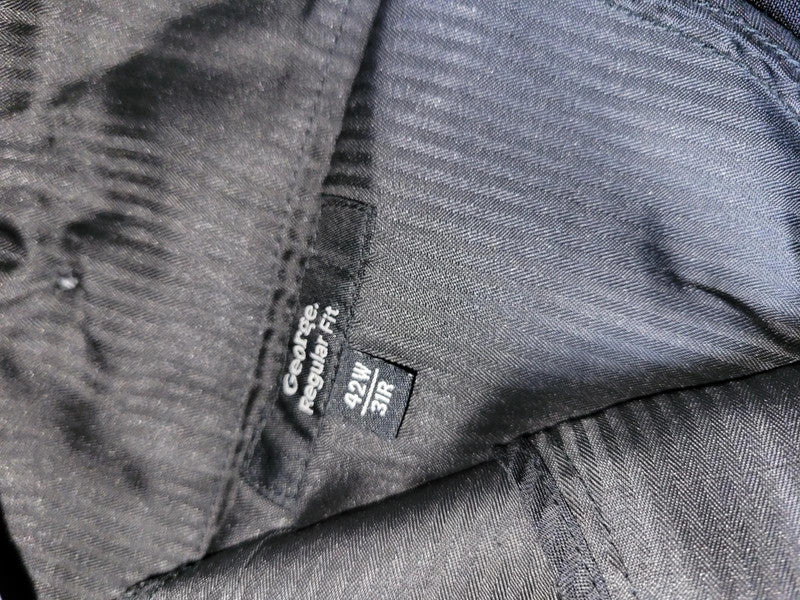 Men's George Black Regular Fit Trousers - 42W 31R