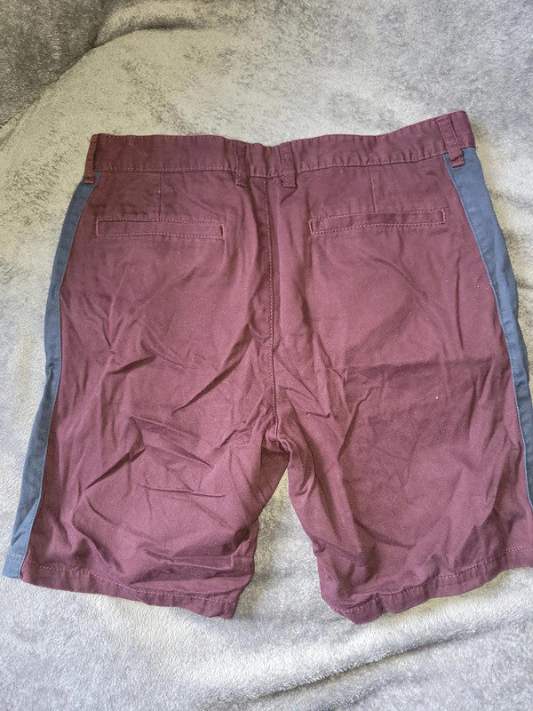 George Men's Burgundy Shorts with Navy Side Stripe - 36W
