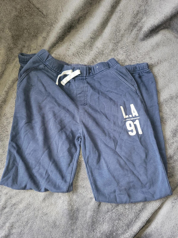 Navy Blue 'L.A. 91' Elastic Waist Joggers with Drawstring