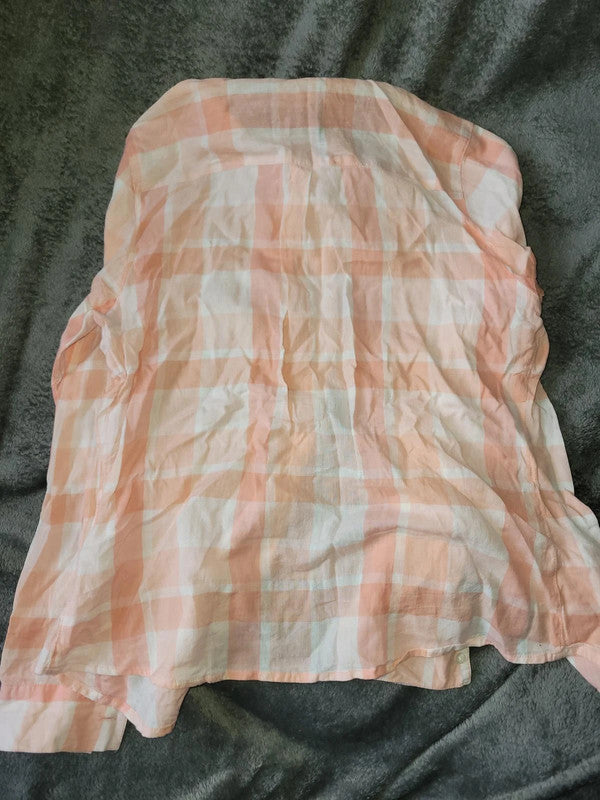 Dorothy Perkins Coral Checkered Long Sleeve Shirt UK 12