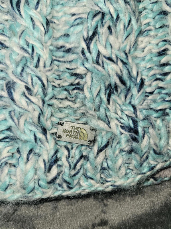The North Face Chunky Knit Beanie Hat One Size Teal White Blue Unisex