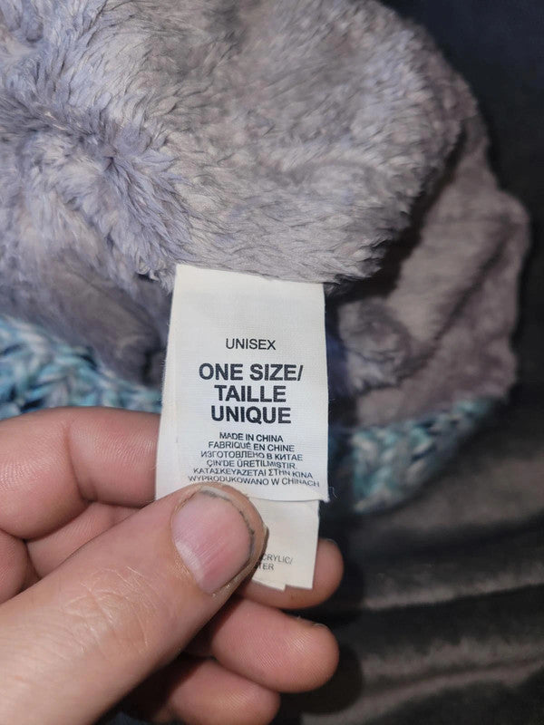 The North Face Chunky Knit Beanie Hat One Size Teal White Blue Unisex