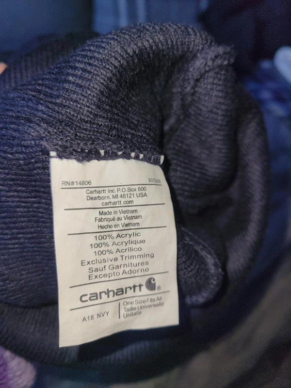 Carhartt Navy Blue Acrylic Beanie Hat - One Size Fits All