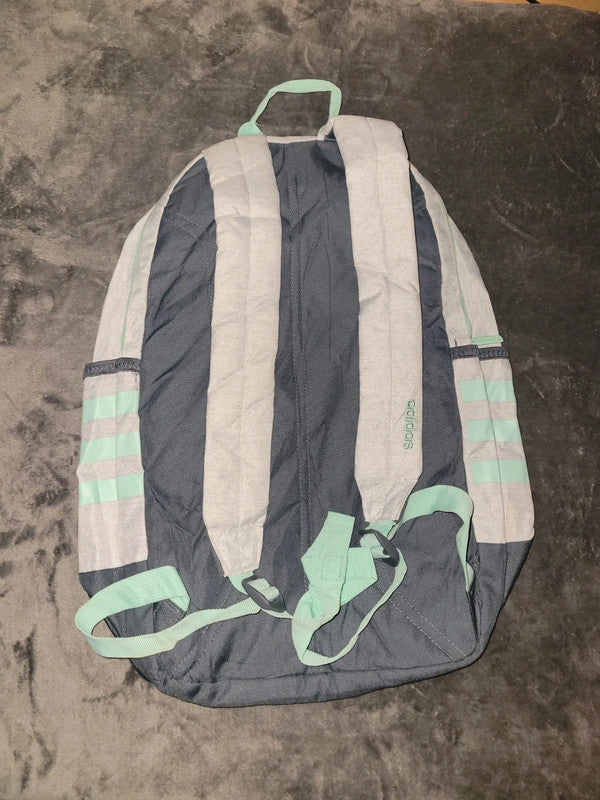 Gym Vintage Adidas Backpack - Grey with Mint Stripes