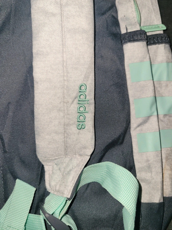 Gym Vintage Adidas Backpack - Grey with Mint Stripes