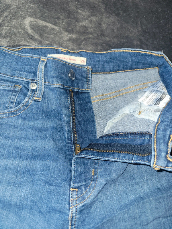 Levi’s Mile High Super Skinny Denim Shorts – Women’s Size 26 Blue Cut Off