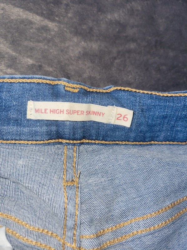 Levi’s Mile High Super Skinny Denim Shorts – Women’s Size 26 Blue Cut Off