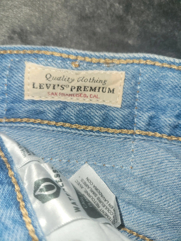 Levi’s Premium Ribcage Shorts – Women’s W25 High Rise Distressed Denim