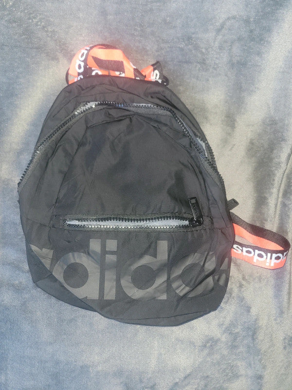 Adidas Black Mini Backpack – Logo Straps & Front Zip Pocket