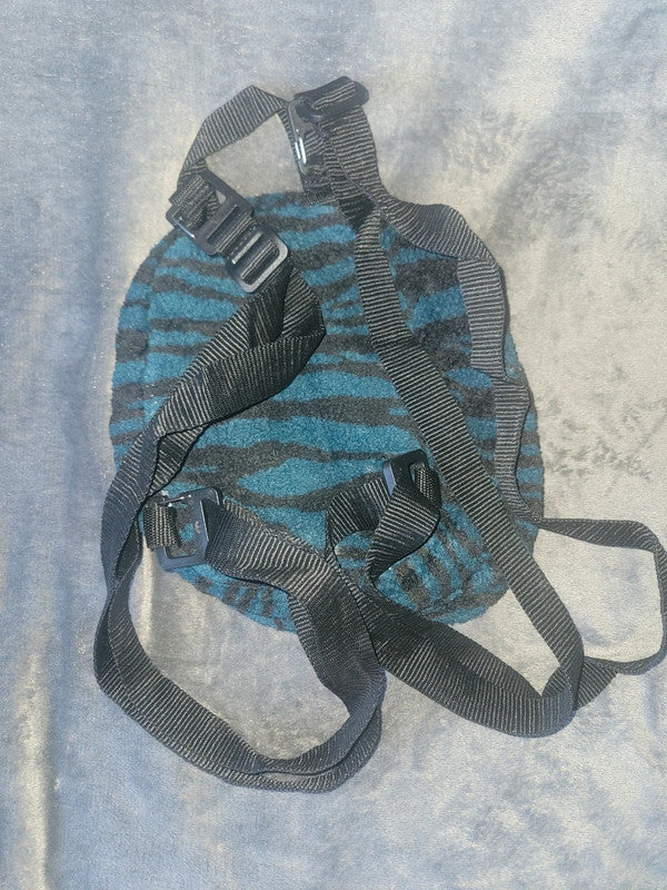 Adidas Originals Mini Backpack – Blue/Black Fleece Zebra Print with Trefoil Logo