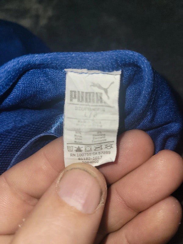 Puma Women’s Sports Bra – Blue with Pink Logo, Size L/12