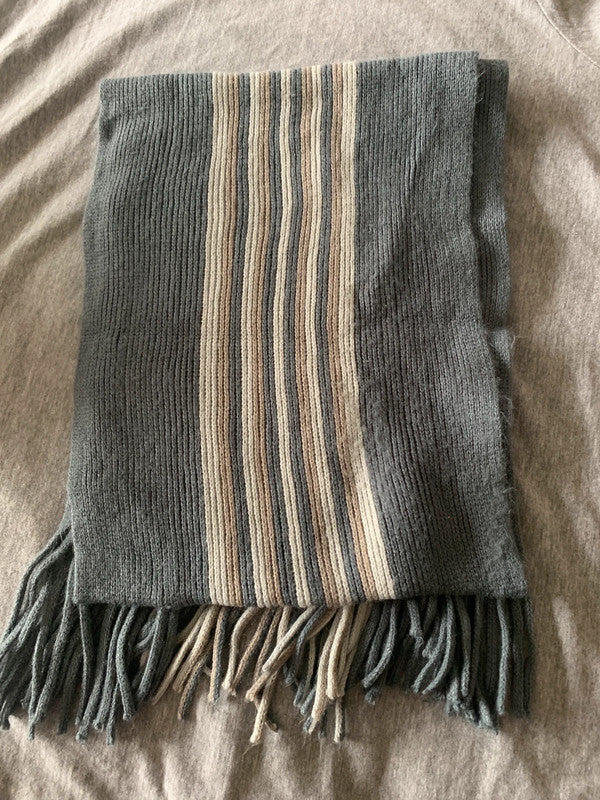 ped acrylic winter scarf with fringe ends.