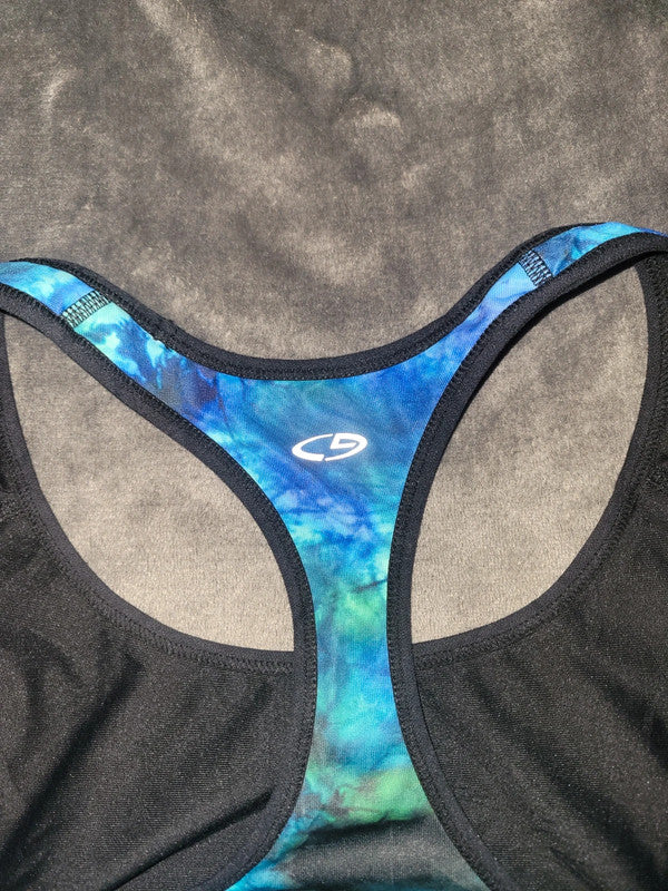 Champion DuoDry Sports Bra – Blue/Green Tie-Dye – Size XL