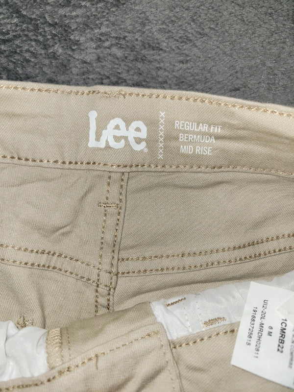 Lee Women’s Regular Fit Bermuda Shorts – Mid Rise – Khaki – Size 6