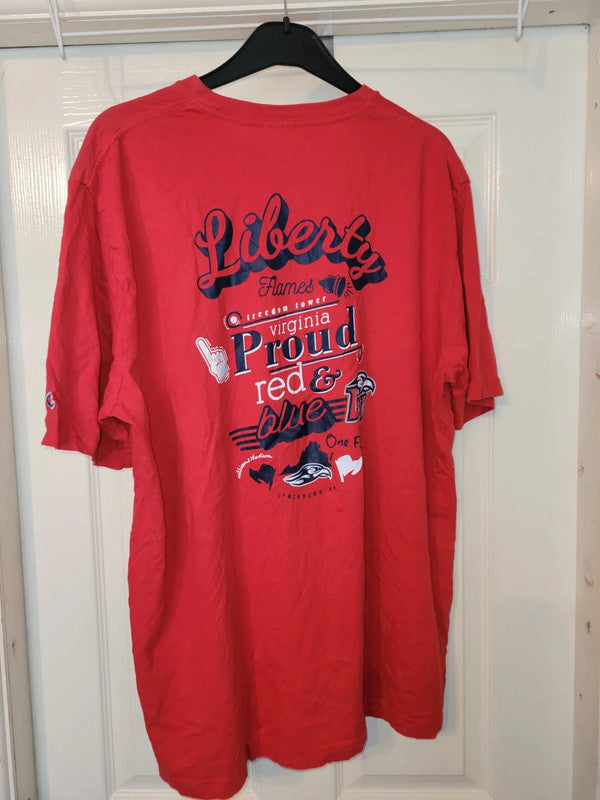 Vintage Champion Liberty Flames University T-Shirt – Red – Size 2XL
