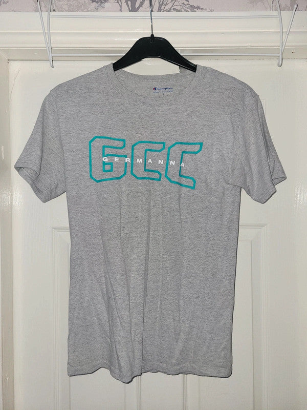 Vintage Champion Germanna GCC Graphic T-Shirt – Grey – Size Small