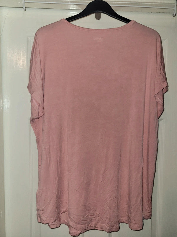 Vintage Lands’ End Soft Scoop Neck T-Shirt – Pink – Size XL