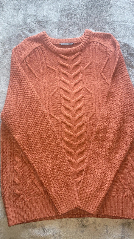 Men’s Rust Orange Cable Knit Jumper – XL (George, Asda)