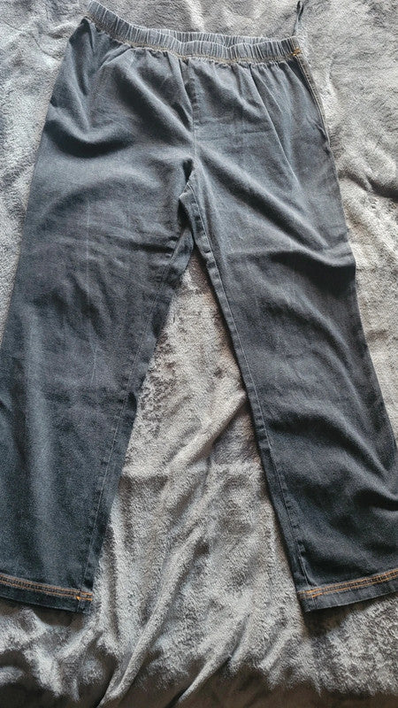 Women’s DAMART black denim-Look Pull-On Trousers – Size L / 48 / 29"