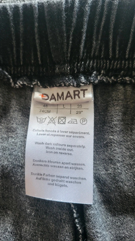 Women’s DAMART black denim-Look Pull-On Trousers – Size L / 48 / 29"
