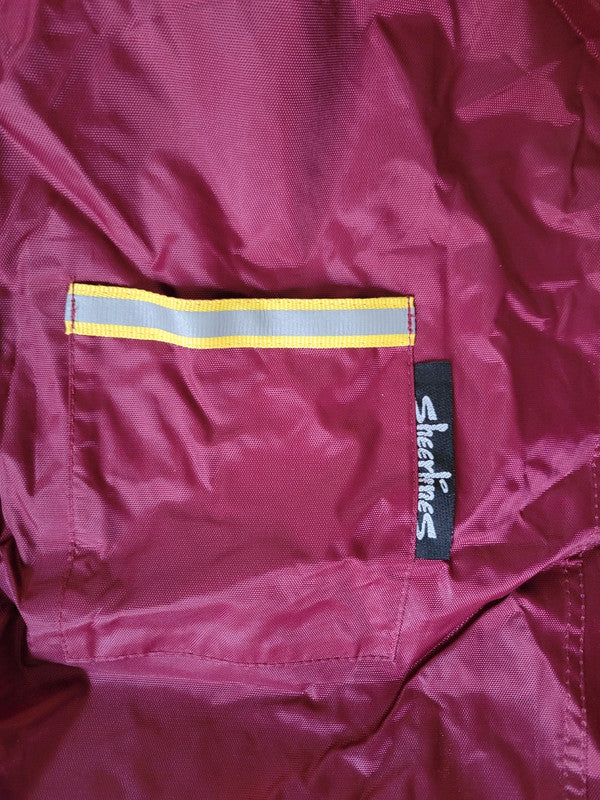 Sheerlines Burgundy Waterproof Rain Poncho with Reflective Detail