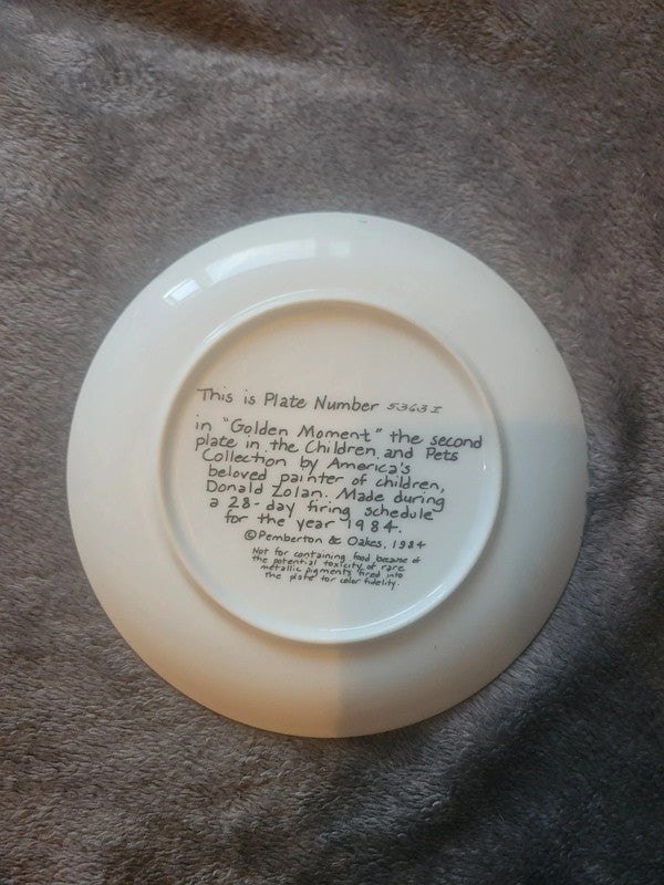 Vintage Donald Zolan "Golden Moment" Collector's Plate