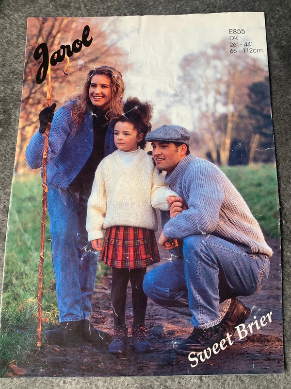 Jarol Knitting Pattern E855 – Family Sweaters 26–44in