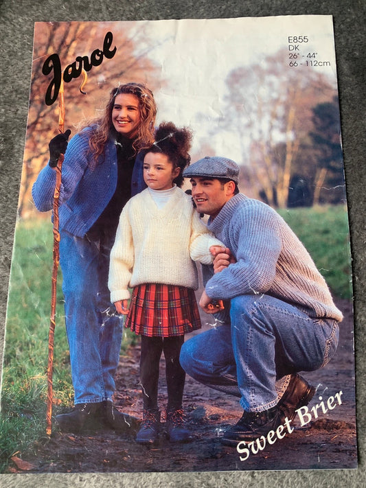 Jarol Knitting Pattern E855 – Family Sweaters 26–44in
