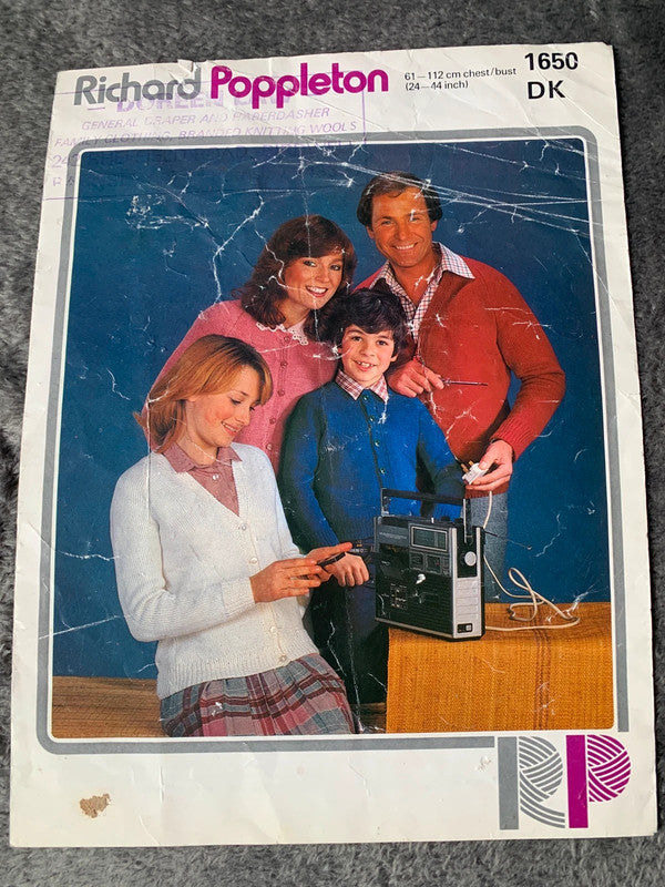 Richard Poppleton Knitting Pattern 1650 – Family Cardigans & Sweaters 24–44in