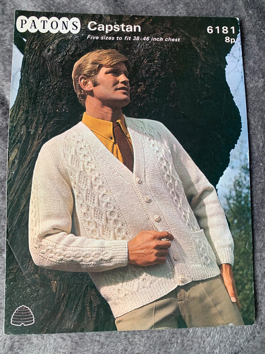 Patons 6181 – Men’s Capstan Aran Style Cardigan