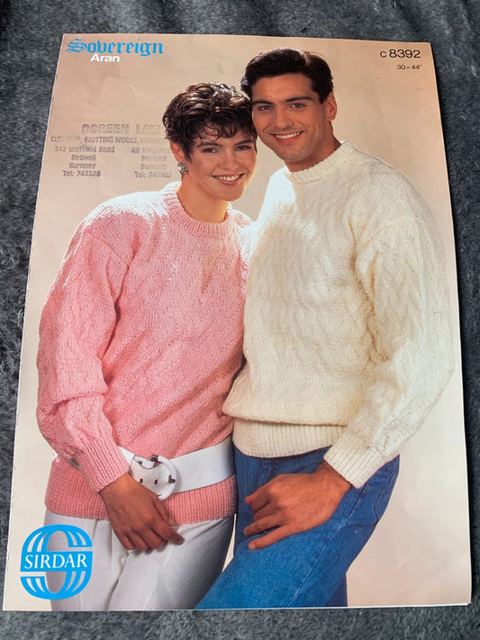 Sirdar Sovereign Aran c8392 – His & Hers Aran Sweaters