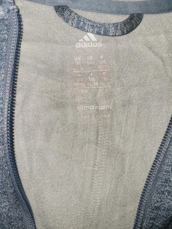 Adidas Climawarm 2XL Full-Zip Hoodie - Blue/Grey Melange