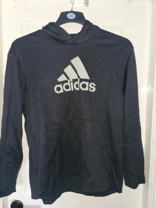 Adidas Black Hoodie - Men's XL with White Logo