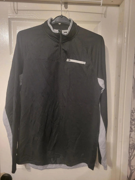 FILA Black & Grey Long Sleeve ¼ Zip Top
