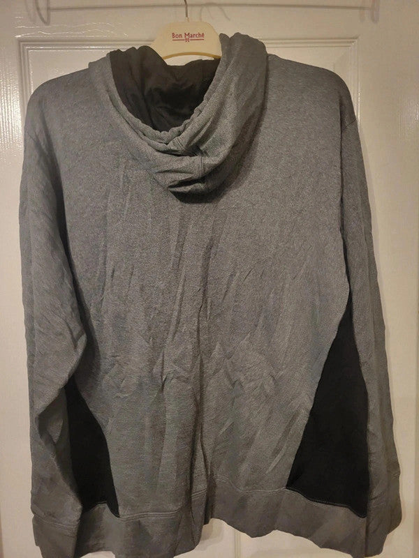Reebok Grey & Black Graphic Logo Pullover Hoodie - Size L