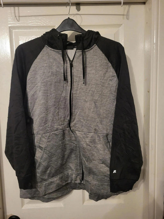 Russell Athletic Black & Grey Dri-Power Fleece Zip-Up Hoodie 2XL