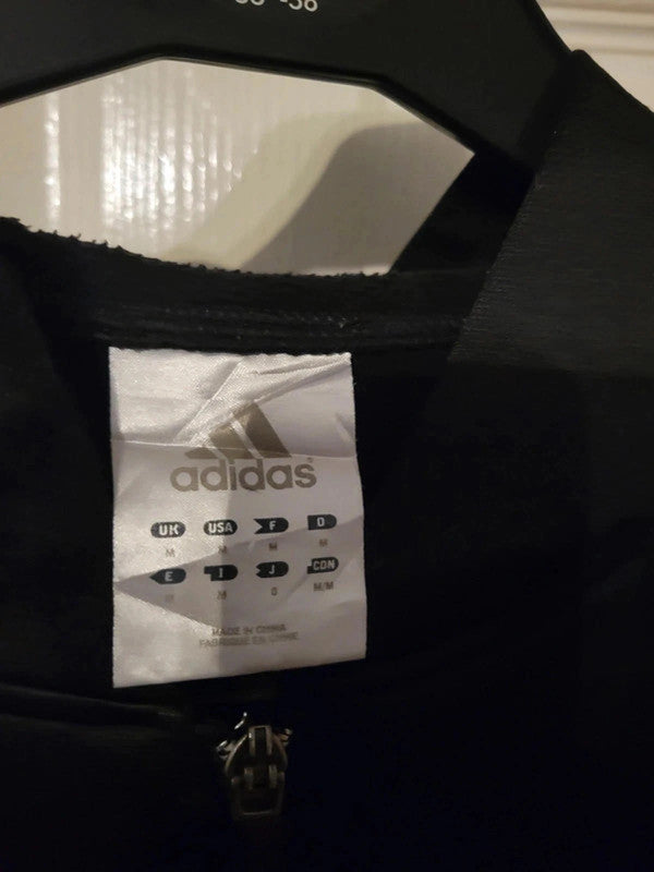 Adidas Black Hoodie with White Stripes - Size M