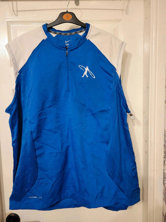 Vintage Nike Therma-FIT Blue White Baseball Sleeveless Quarter Zip Size XXL